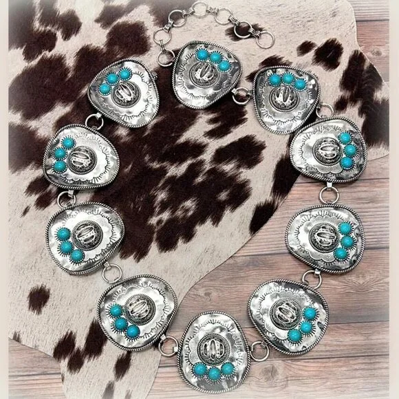 Southwest Sombrero Hat Medallion Belt - Size L/XL - Picture 2 of 13